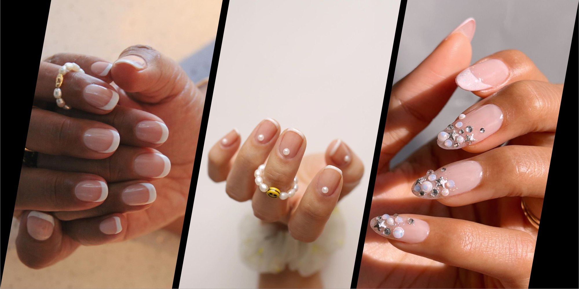 Bridal Wedding Flower Press On Fake Nails White Rhinestone Manicure False  Decor | eBay